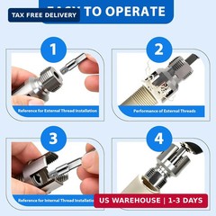 3PCS PVC Pipe Threader Tool Kit-1/2&Prime; 3/4&Prime; 1&Prime; Dual-Function Integrated Internal &