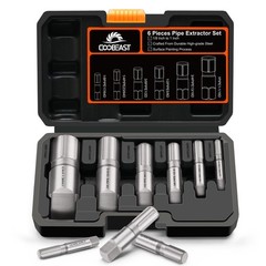 Heavy Duty 6pcs Pipe Extractor Set &ndash; Size-Marked Broken Threaded Pipe Remover To