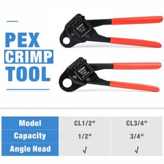 iCrimp Angle PEX Crimping Tool 1/2 3/4in w Cutter Gauge