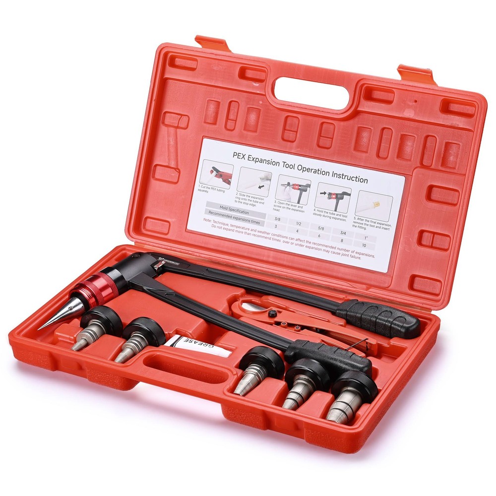Yessources PEX Expansion Tool 3/8&Prime; 1/2&Prime; 3/4&Prime; 5/8&Prime; 1&Prime; Auto Rotation Tube Expander