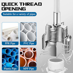 PVC Pipe Threader Set 3 Piece 1/2 inch 3/4 inch 1 inch Drill Thread Tool Kit Pro