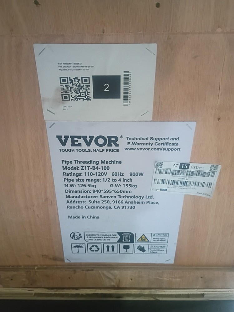 VEVOR Electric Pipe Threader Machine 900W 2-Speed Threading Cutter 1/2&Prime; to 4&Prime;