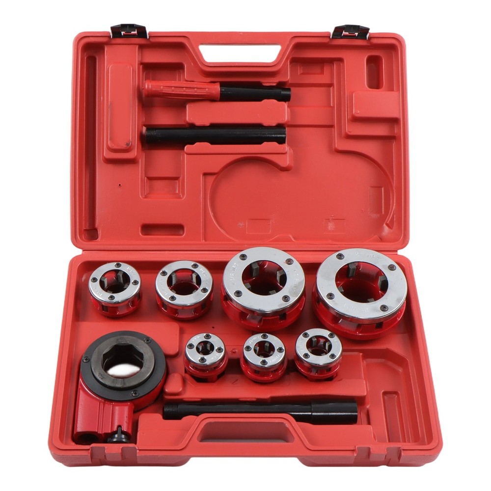7 Size 3/8&Prime; To 2&Prime; Dies Set W/ Handle Pipe Threader Threading BSPT Pipe Threader