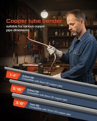3-in-1 Copper Pipe Bender Tool, 43&Prime; Manual Spring Bending for 1/4&Prime;, 5/16&Prime;, 3/8&Prime;