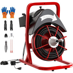 75 FT X 1/2 Inch Drain Cleaner Machine 370W Portable Electric Steel Core Cable