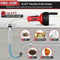 -FOR Drain Auger, 16.4FT Plumbing Snake Drain Clog , Manual & Drill Powered D&hellip;