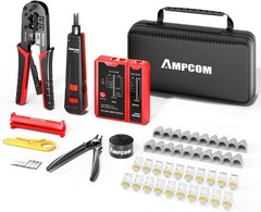 Ethernet Crimping Tool Kit 10-in-1 RJ45/RJ11 Network Tool Kit with RJ45 Tester f