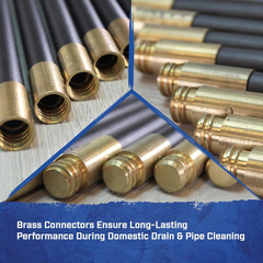 FAIDRSET12 9M Drain Rod Set &ndash; 10 Rods, Plunger & Worm with Brass Connectors