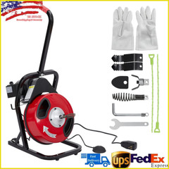 50FT x 1/2&Prime; Electric Drain Cleaner Machine Electric Drain Snake for 1&Prime;-4&Prime; Pipes