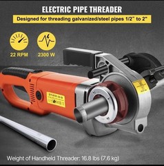 Electric Pipe Threader Portable Machine 2300W, 6 Dies 1/2-2&Prime; , 22 RPM ,Excellent