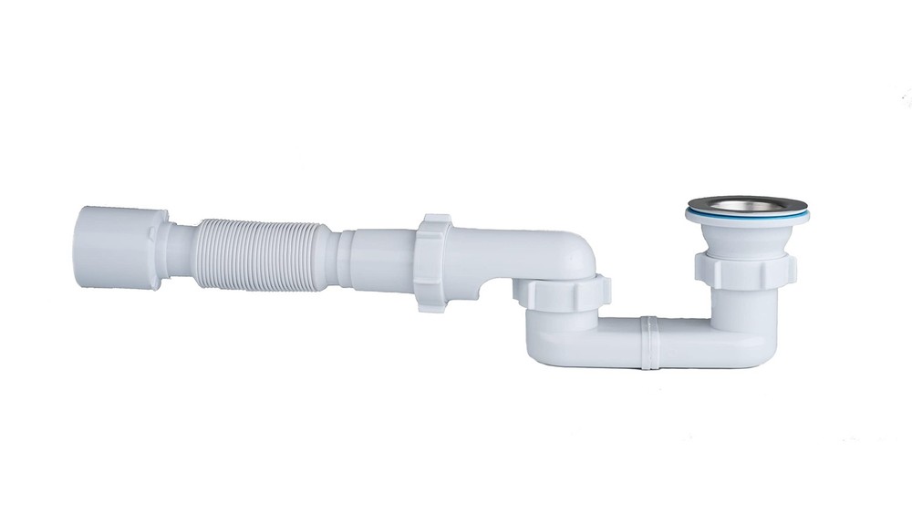 Bath Shower Drain Low Profile p Trap 1 1/2&Prime; Flat 1.5 inches, White