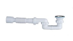 Bath Shower Drain Low Profile p Trap 1 1/2&Prime; Flat 1.5 inches, White