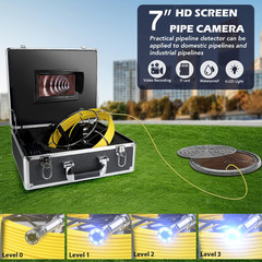7&Prime; Waterproof Pipe Inspection Camera with 100ft Cable & DVR Recorder
