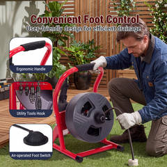 50FT x 5/16 Inch Drain Cleaner Machine, Electric Drain Auger for 3/4&Prime;-3&Prime; Pipes