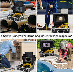 150FT WiFi Sewer Camera with 9&Prime; HD Monitor & 12 LED Light Guide Wheel