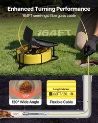 VEVOR Sewer Camera 164 ft Self-Leveling Drain Inspection Camera 4.3&Prime; HD Screen