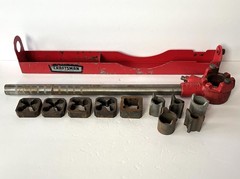 Sears Craftsman Pipe Threading Dbl Pawl Long Handle Set 5 Die Solid Ratchet USA