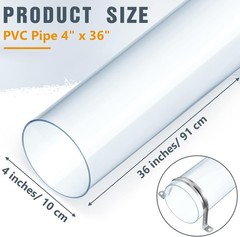 4 Sets Dust Collection Clear PVC Pipe 4 x36 Inches Long Rigid Clear Tube Plastic