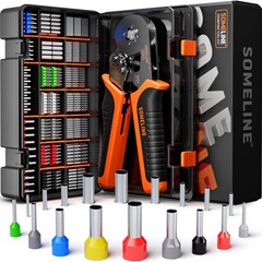 SOMELINE Ferrule Crimping Tool Kit, 0.25-10 mm&sup2;, Silver With Black Handles