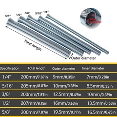 5pcs &asymp;21cm Spring Bending Tube Pipe Bender 1/4&Prime; 5/16&Prime; 3/8&Prime; 1/2&Prime; 5/8&Prime; Silver Set