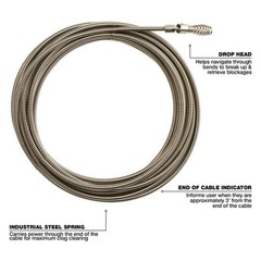 NEW Replacement Cable Drop Head Cable 1/4in x 25ft TRAPSNAKE Drum Auger