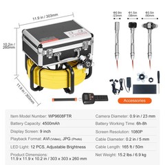 Sewer Inspection Camera 165ft w/ 512Hz Locator, 12LED, Self-Leveling