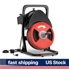 50FT 1/2In Heavy Duty Portable Drain Cleaner Machine Sewer Snake 250W