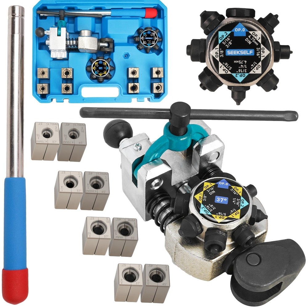 Professional Brake Line Flaring Tool Kit for 45 & 37 Degree Single, Double an&hellip;