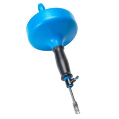Handheld Drain Snake Auger 1/4 Inch x 15 Feet Manual Crank with Plastic Drum