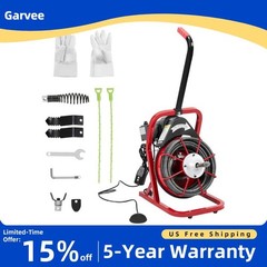 75ft 3/8in Professional Sewer Snake 1-4in Pipes Heavy Duty Clog Remover