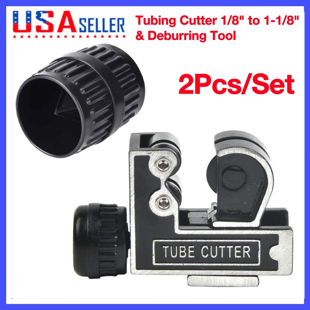 2PCS Mini Tubing Cutter 1/8&Prime; to 1-1/8&Prime; + Deburring Tool for Copper Aluminum PVC