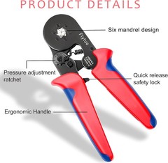 Hexagonal Crimping Tool, AWG23-10 HSC8 6-6 Self-adjusting Ratchet Wire Ferrule C