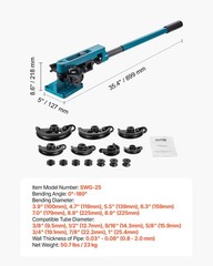 VEVOR Manual Pipe Tube Bender Set 3/8&Prime;,1/2&Prime;, 9/16&Prime;, 5/8&Prime;, 3/4&Prime;, 7/8&Prime;, 1&Prime; W/Dies