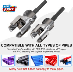 2PCS PVC Pipe Threader Kit &ndash; Dual-Function Internal & External Pipe Threading To