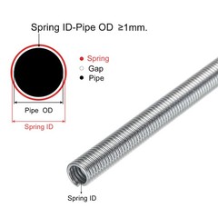 Spring Tube Bender Steel 300mm/11.81 Inch Long for 6mm 0.24 Inch Copper Pipe