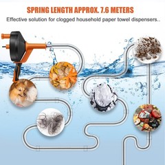 Drain Auger 25ft 1/4in Drum Plumbing Drain Snake For Toilets And Drains