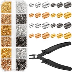 2200 Crimp Tubes with Crimping Pliers for Jewelry Making Beads &ndash; 3 Sizes, 4 Colo
