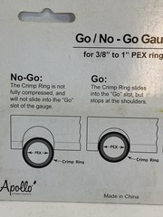 Apollo Go / No &ndash; Go Pex Water Line Sizing Plumbing Tool 3/8&rdquo; &ndash; 1&rdquo; 69PTKGONO