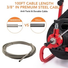 100Ft x 3/8&Prime; Drain Cleaner Machine Electric Professional Drain Auger Sewer Snake
