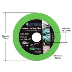 ONEGOTOOL 4-1/2&times;7/8 inch Tile Cutter Glass Cutting Disc for 4-1/2&Prime;, Green