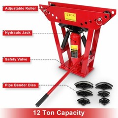 12 Ton Pipe Bender Manual Hydraulic Piping Bending 1/2 In Tube Exhaust Tools