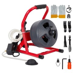 Professional Electric Drain Auger 50Ft x 5/16&Prime; 6 Cutters Foot Switch for Pipes