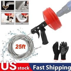 Drain Auger 25ft 1/4in Drum Plumbing Drain Snake Clog Remover Autofeed