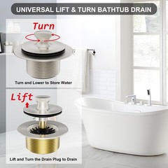 Brushed Nickel Tub Drain Stopper Bathtub Drain,