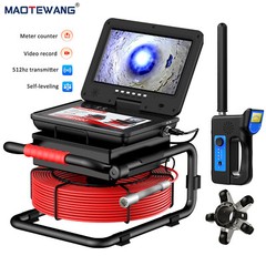 30M Pipe Inspection Camera w/ 512hz Locator Self Leveling Sewer Drain Camera 10&Prime;