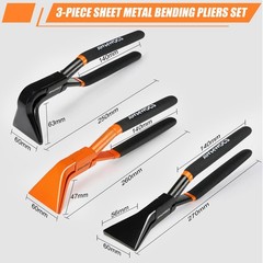 3-Piece Hand Seamers Sheet Metal Tools, Straight, 45&deg;and 90&deg; Sheet Metal Bend&hellip;