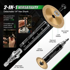 Inside Pipe Cutter Tool for PVC & ABS Pipes, 1/4&Prime; Hex Shank, 5 Diamond Grit Whee