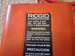 Ridgid Foot Switch B-293 20A-125, 250 VAC Type IV Enclosure