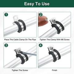 1/2&Prime;(14mm) Cable Clamp, 304 Stainless Steel Rubber Cushioned 6Pcs