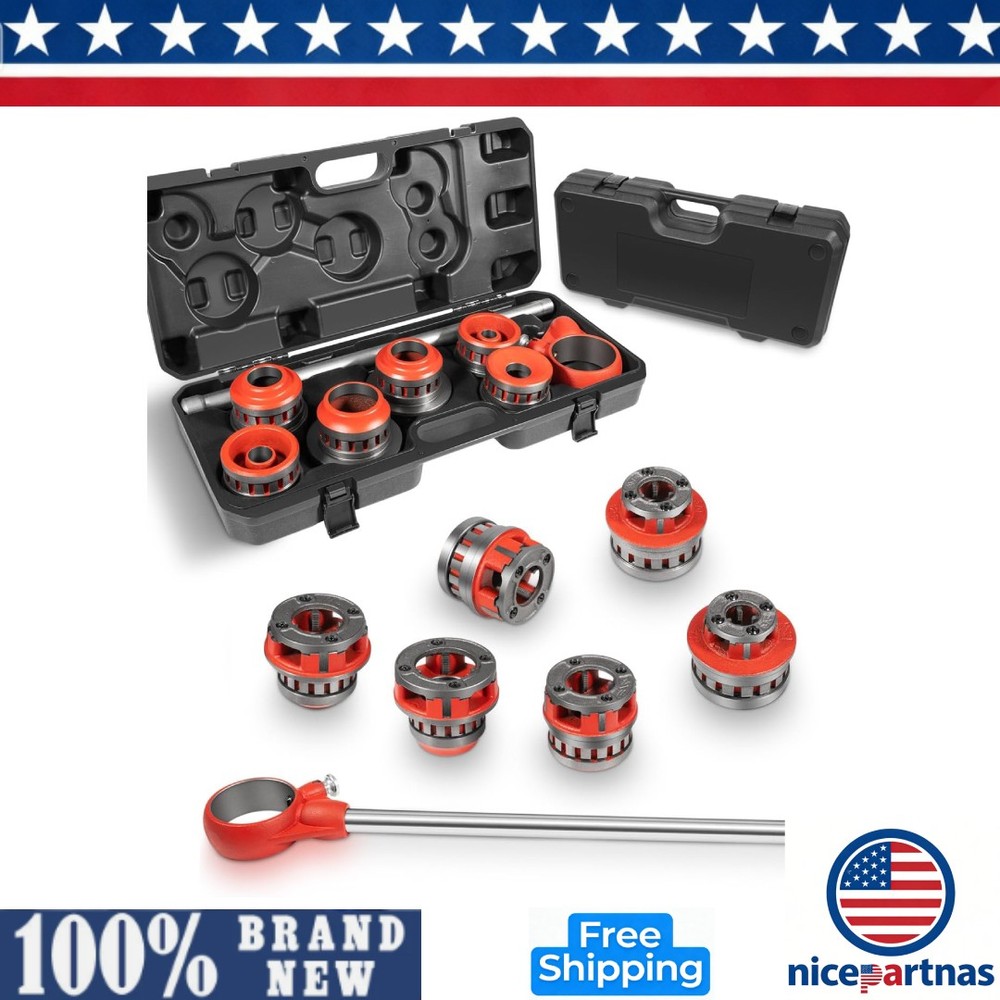 For 36475 12-R Ratchet Pipe Threader Kit 1/2&Prime;-2&Prime; NPT 6 Dies Plumbing Tool Case
